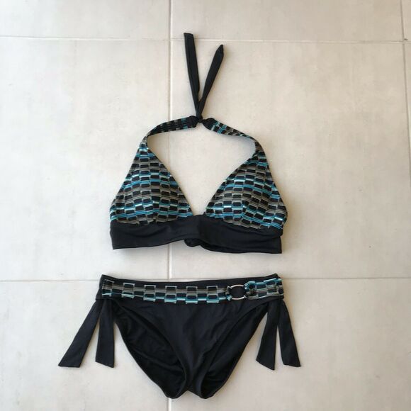 Perry Ellis Print Padded Triangle Bikini Set - Picture 1 of 11